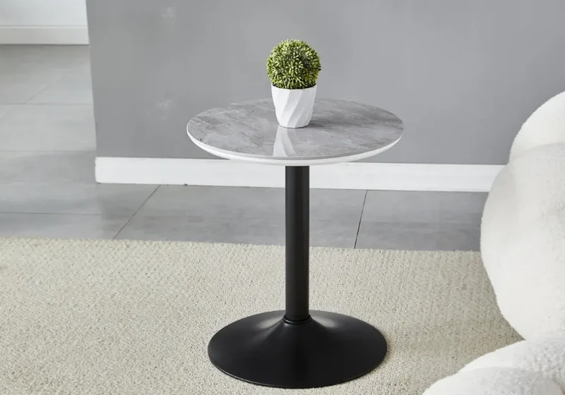 Petite table noire céramique marbre gris - Boye