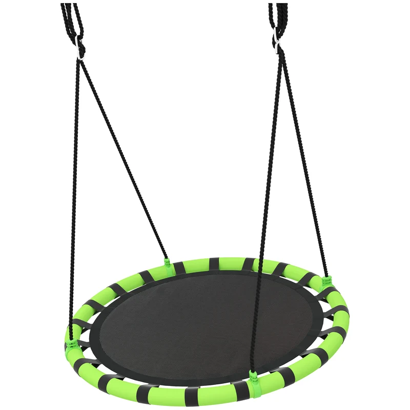 Balançoire nid d'oiseau suspendue pour enfant 100 x 180 cm supporte 150 kg cordes réglables scandinave en métal noir 21_0000380