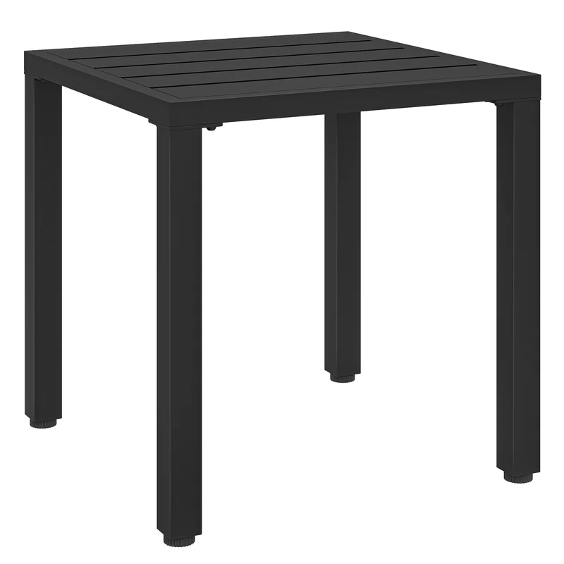 Table de jardin carrée pour balcon salon 45 x 45 x 45,5 cm pieds réglables stabilité style classique épuré en métal noir 21_0005374