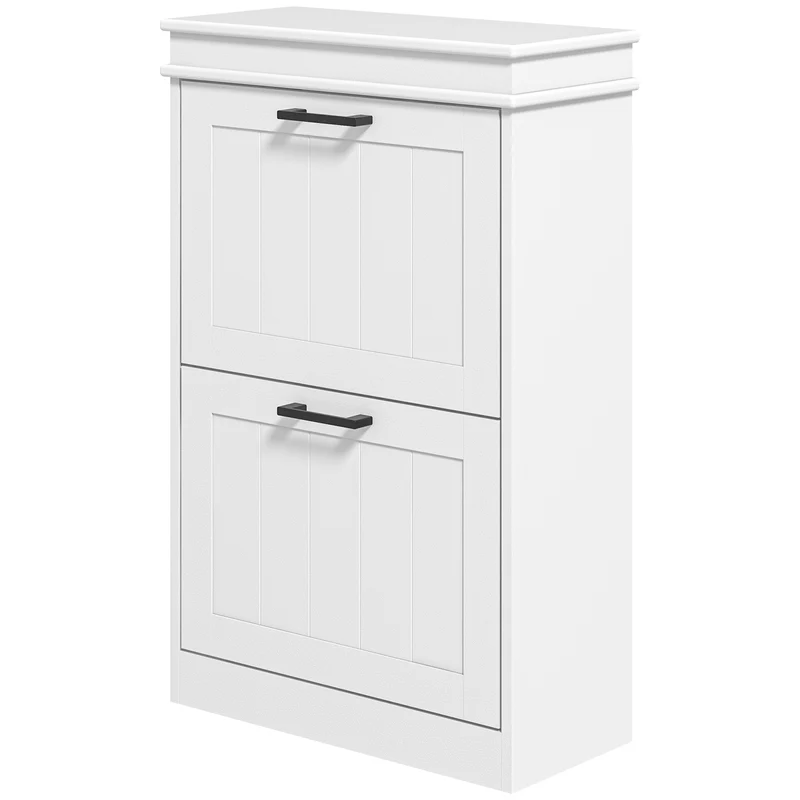 Meuble à chaussures d'entrée 54 x 24 x 82,5 cm gain de place étagères réglables anti-basculement moderne en MDF blanc 21_0002688