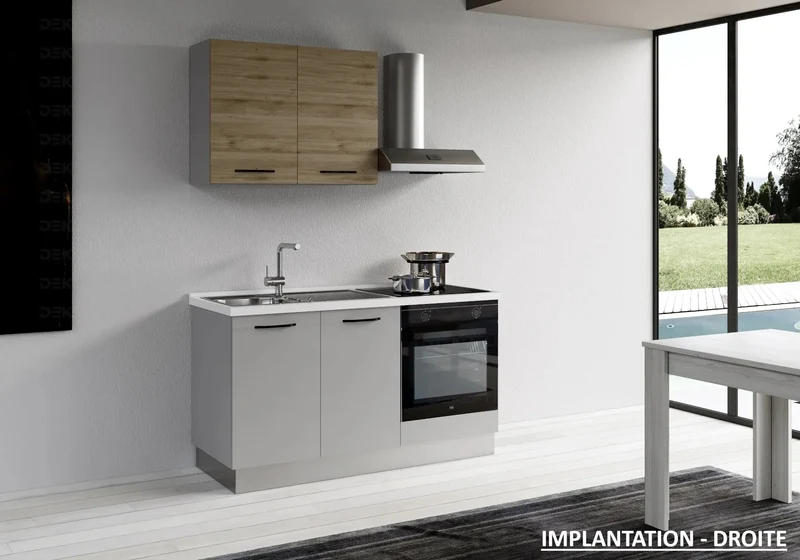Petite Cuisine Équipée Gris Chêne STAR 150