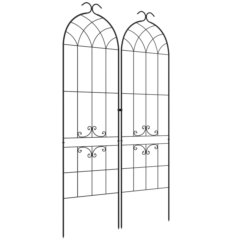 Lot de 2 treillis jardin pour plantes grimpantes 50 x 181 x 26 cm résistant aux intempéries contemporain en acier noir 21_0005427