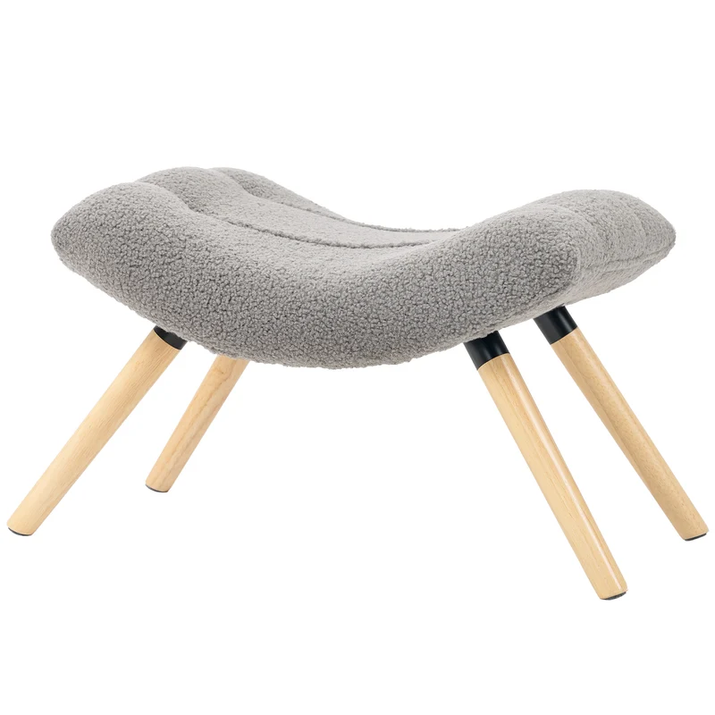 Tabouret repose-pieds salon 67 x 45 x 38 cm assise rembourrée confortable moderne scandinave en polyester gris clair 21_0002951