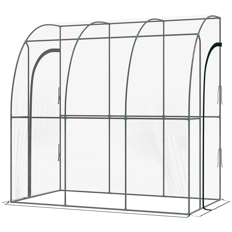 Serre adossée jardin balcon 214 x 118 x 212 cm protection anti-uv avec bâche renforcée contemporain en PVC transparent 21_0004233