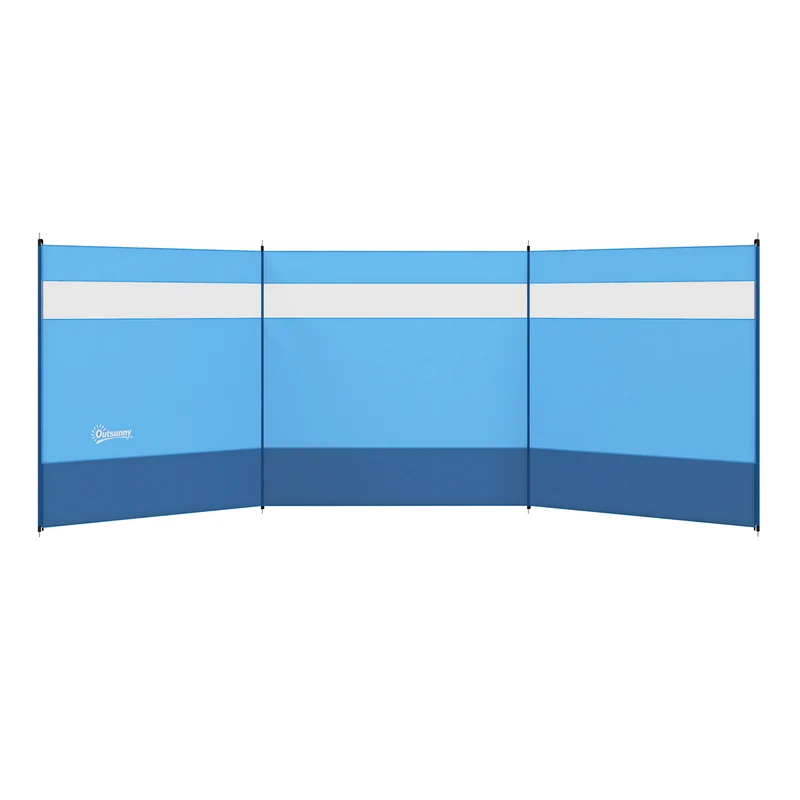 Paravent brise-vent camping 440 x 140 cm protection contre le vent avec sac installation rapide design en polyester bleu 21_0006509