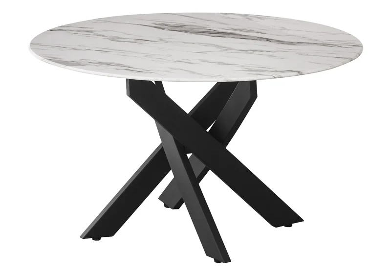 Table basse ronde noire marbre beige - Joy