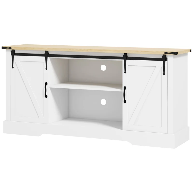 Buffet de rangement 150 x 40 x 72 cm 2 portes coulissantes étagères réglables style rustique en bois d'ingénierie blanc 21_0003170