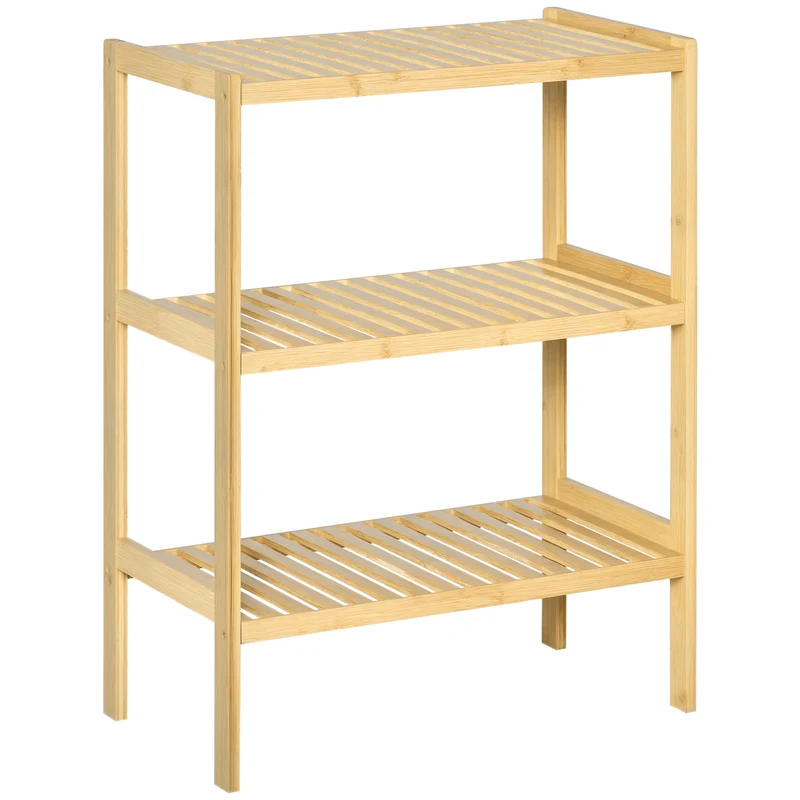 Étagère 3 niveaux salon bureau 62 x 33 x 80 cm ventilée anti basculement moderne contemporain en bambou bois naturel 21_0002866