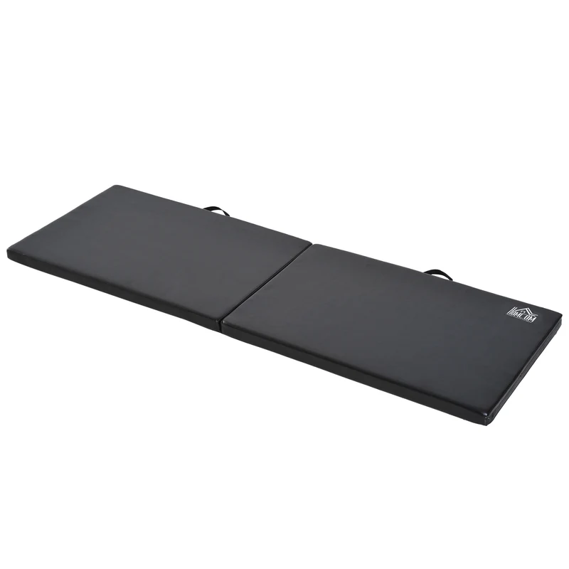 Tapis de gymnastique pliable 180 x 60 x 5 cm antidérapant amortissant à poignées moderne en revêtement synthétique noir 21_0006906