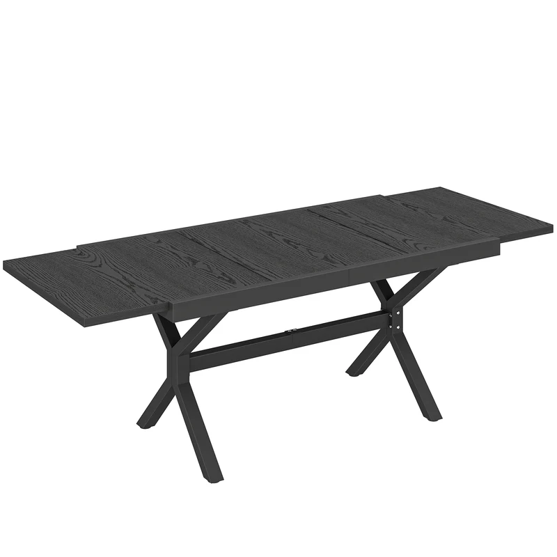 Table de jardin extensible 214 x 85 x 73 cm rallonge papillon 8-10 places contemporain en aluminium gris anthracite 21_0005740