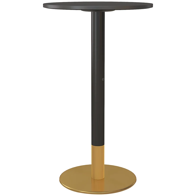 Table de bar ronde 60 x 60 x 102 cm idéale pour 2 personnes stable et robuste style contemporain épuré cosy en MDF noir 21_0003220