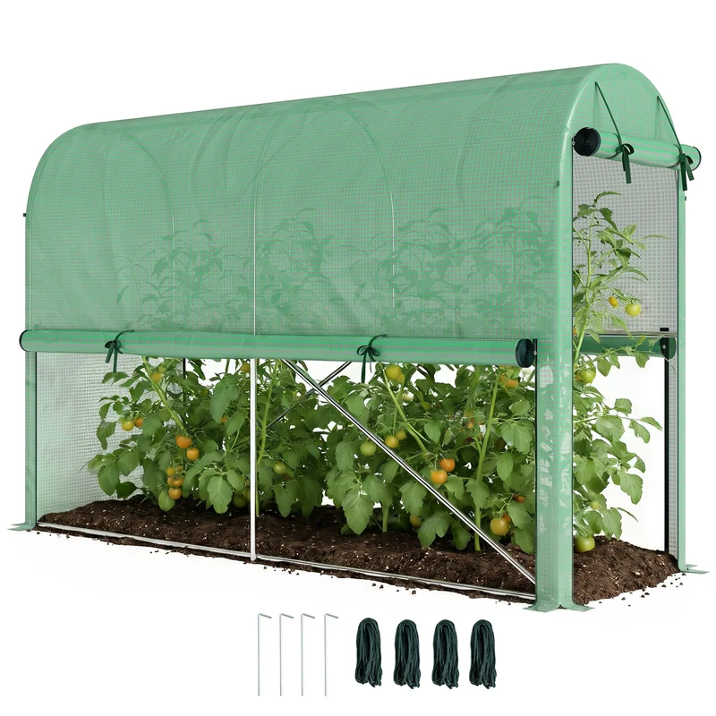 Serre de jardin à légumes 300 x 100 x 200 cm protection insectes et gel ventilation design moderne en polyéthylène vert 21_0004178