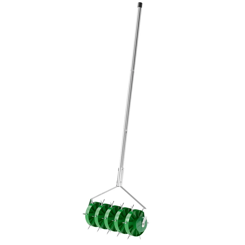 Rouleau aérateur de pelouse manuel 45 x 21 x 140 cm aération profonde poignée amovible industriel en acier vert foncé 21_0005575