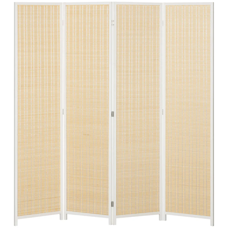Paravent séparateur de pièce pliable 4 panneaux 180 x 180 x 1,7 cm autoportant style scandinave cosy en bois naturel 21_0001266