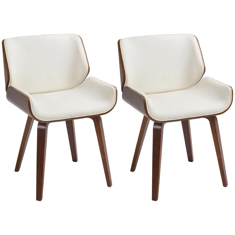 Lot de 2 chaises de salle à manger 53 x 54 x 81 cm assise rembourrée confortable vintage en revêtement synthétique blanc 21_0002307