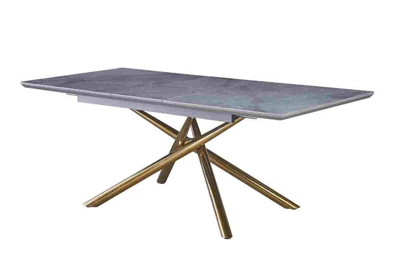 Table extensible céramique dorée marbre gris - Patsy