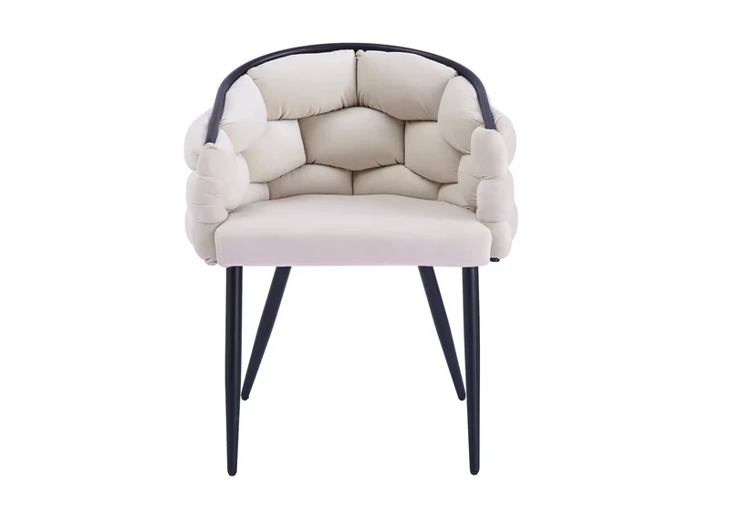 Fauteuil de table velours beige pieds noirs - Cloud x2