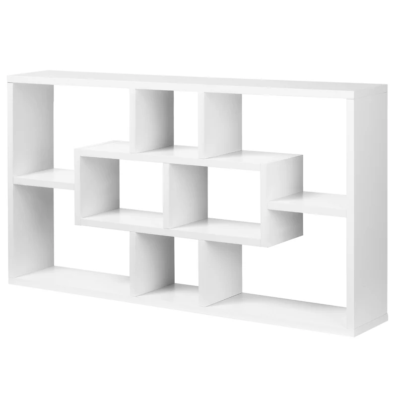 Étagère murale bibliothèque salon 85 x 14.5 x 47.5 cm gain de place pratique moderne en panneau de particules blanc 21_0001216