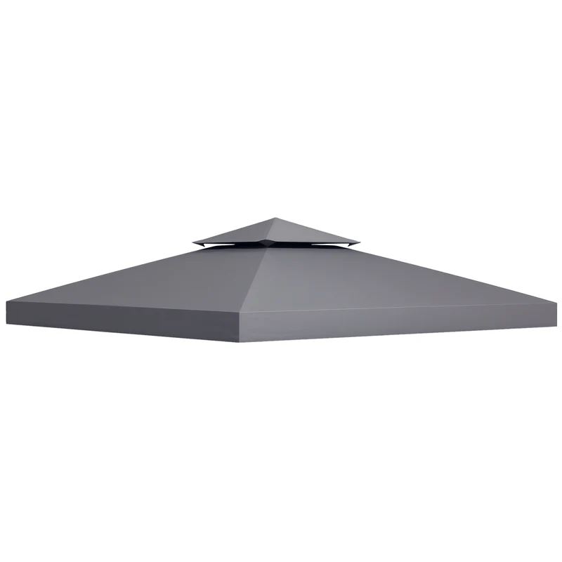 Toit de remplacement pour tonnelle 3 x 3 m protection solaire imperméable style classique contemporain en polyester gris 21_0004734