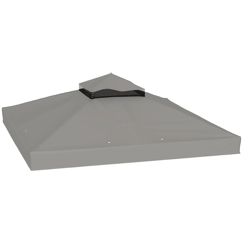 Toile de rechange pour tonnelle toit double 300 x 300 cm UPF30 drainage pluie jardin contemporain en polyester gris 21_0004880