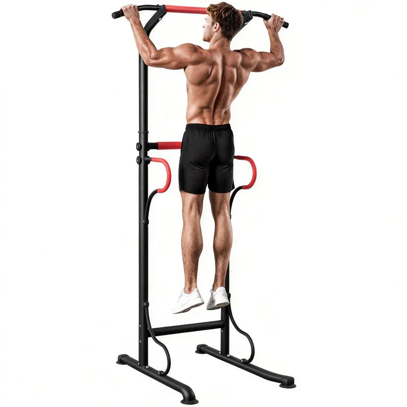 Station de musculation multifonctions salon 98 x 84 x 171-219 cm réglable stabilité ergonomique industriel en acier noir 21_0006782