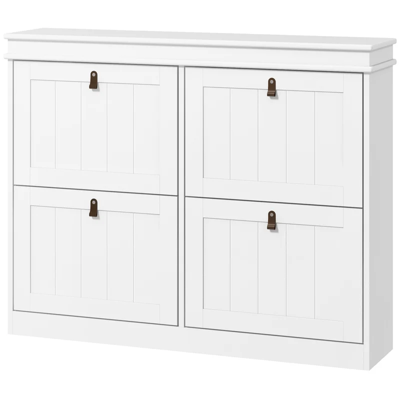 Meuble à chaussures étroit entrée 105 x 24 x 82,5 cm étagères réglables anti-basculement moderne épuré en MDF blanc 21_0002695