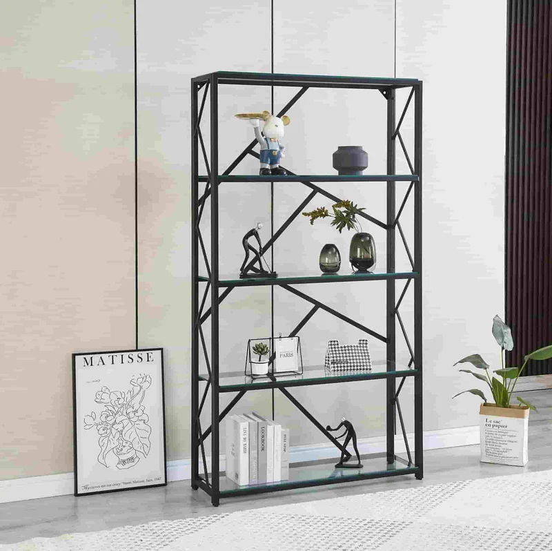 Étagère bibliothèque noir en verre - Ilea