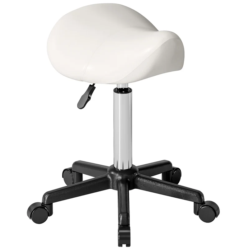 Tabouret selle ergonomique usage pro domicile 48 x 47 x 45-57 cm réglable confortable contemporain en polyuréthane blanc 21_0000779