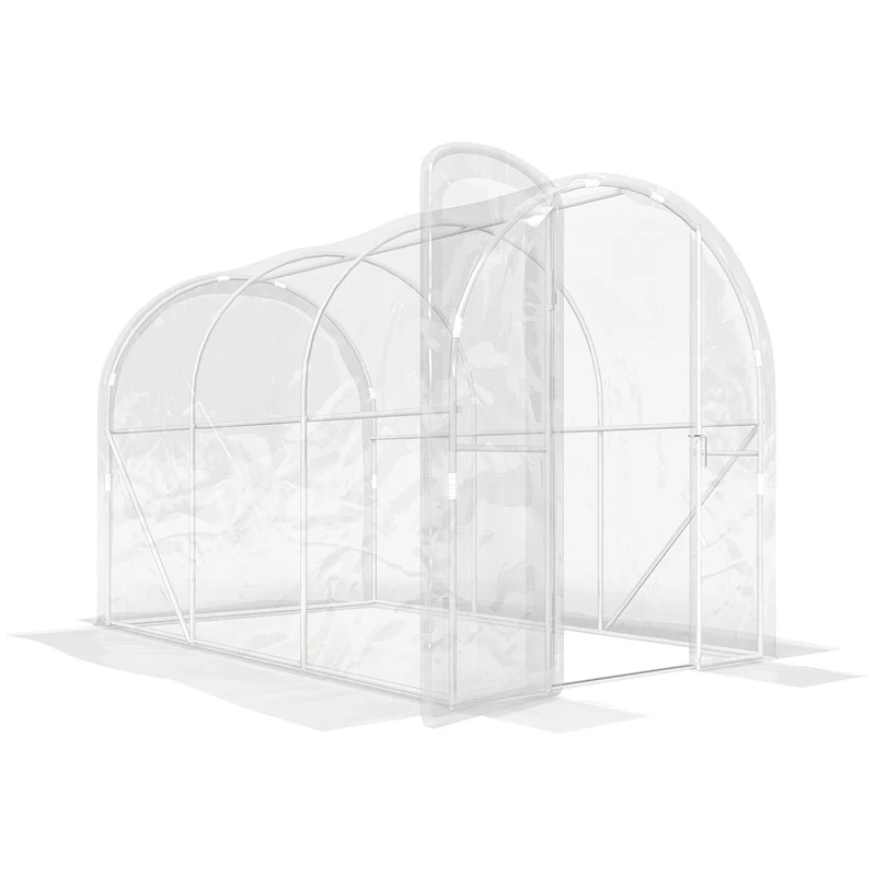 Serre tunnel jardin 300 x 200 x 195 cm protection anti uv ventilation porte charnière design en polyéthylène transparent 21_0005405