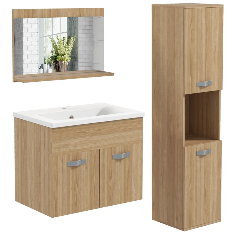 Ensemble meubles salle de bain mural 61 x 40 x 50 cm rangement optimisé moderne en panneau de particules bois naturel 21_0001980