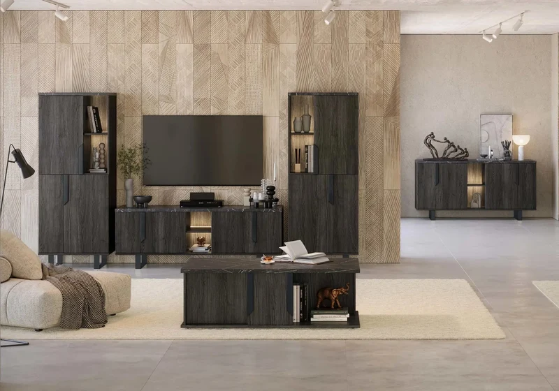 Mur TV mat palissandre noir ORION