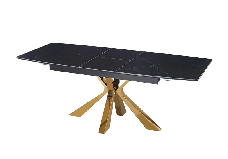 Table extensible céramique dorée marbre noir - Urso