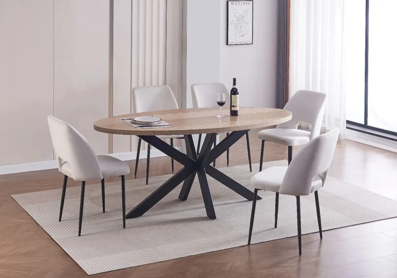 Table oval noir chêne - Dina