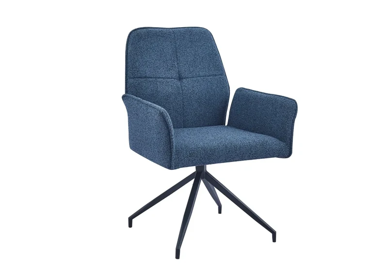 Fauteuils de table en tweed bleu pivotants - Maty x2