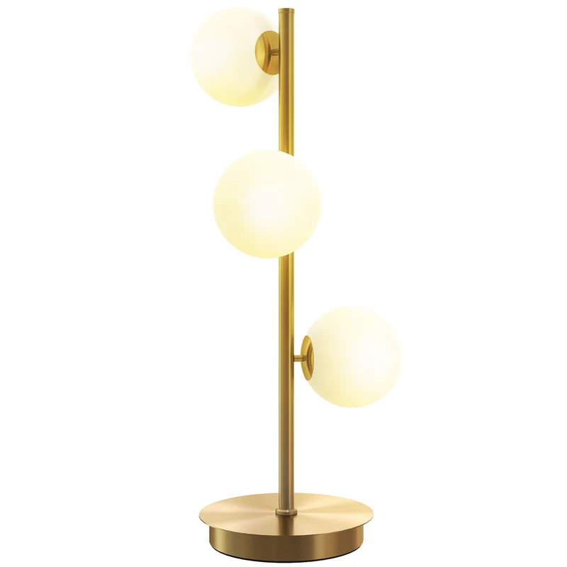Lampe de table salon à globes 53 x 17 x 17 cm éclairage doux base stable design moderne ambiance cosy en acier laiton 21_0007066