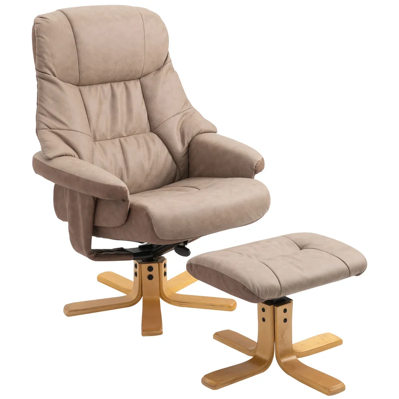 Fauteuil de relaxation inclinable 78 x 82,5 x 109 cm pivotant 360° confort mousse style moderne en microfibre marron 21_0001795