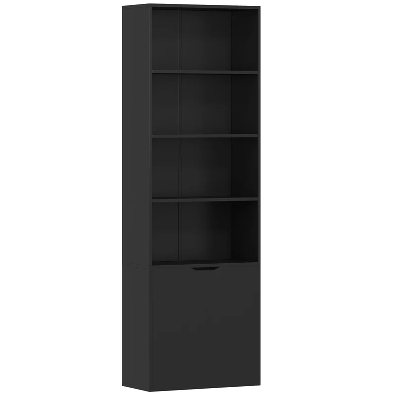 Bibliothèque armoire à livres salon 59 x 29 x 180 cm rangement sûr placard moderne épuré en panneau de particules noir 21_0002482