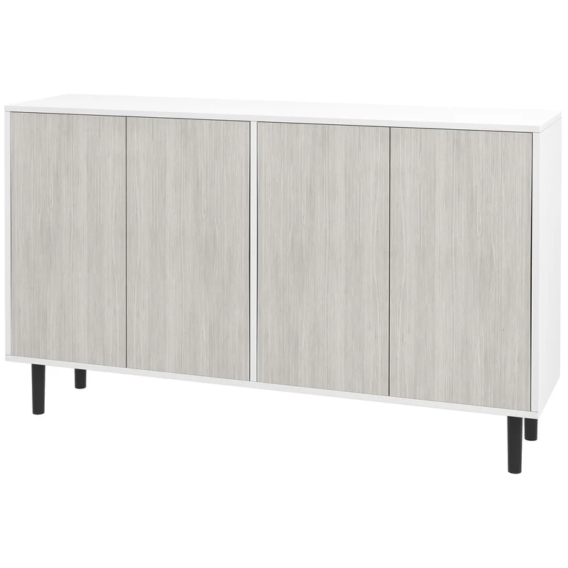 Buffet de cuisine 121 x 37 x 75 cm étagères réglables portes sans poignées contemporain en panneau de particules blanc 21_0003215