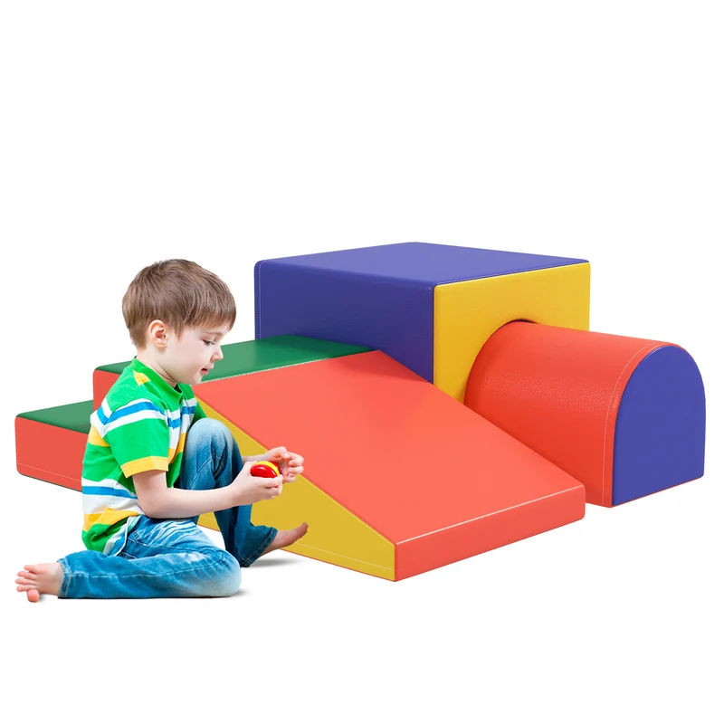 Module de motricité bébé parcours d'éveil 150 x 50 x 39 cm sécurité rembourrée réconfigurable épuré en polyuréthane rouge 21_0000720