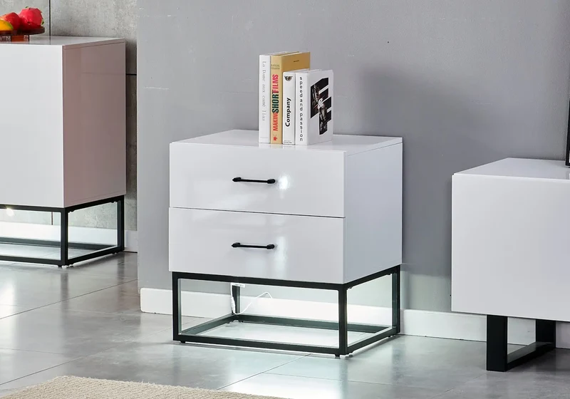 Petit meuble rangement laqué blanc - Line