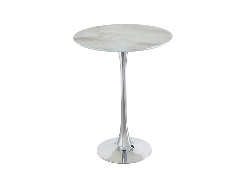 Table de bar chrome marbre blanc - Viola