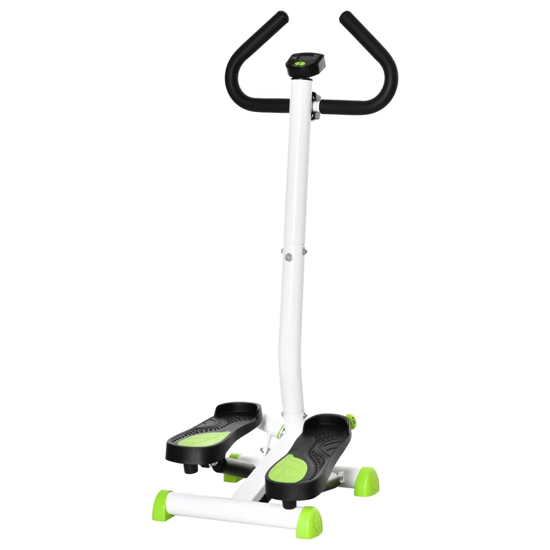 Appareil de step avec guidon pour maison 55 x 44 x 108 cm résistance réglable pédales antidérapantes épuré en acier blanc 21_0006706