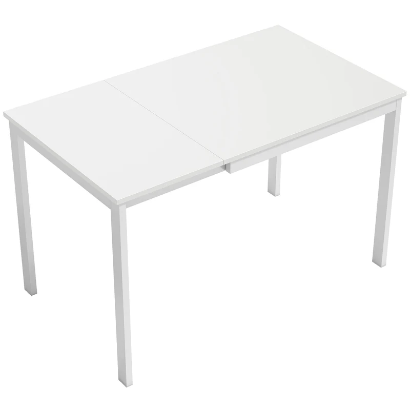 Table à manger extensible pour 4-6 personnes 120 x 70 x 74 cm gain de place extension coulissante minimaliste en MDF blanc 21_0003353