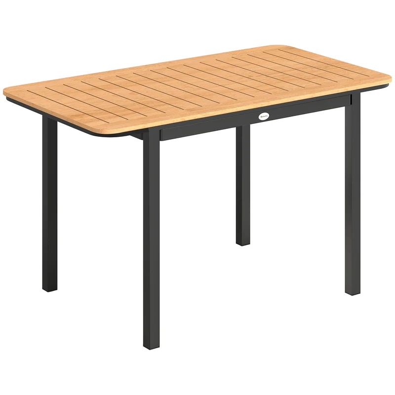 Table de jardin rectangulaire 127 x 70 x 75 cm pieds réglables résistant aux intempéries design en bois composite marron 21_0005366