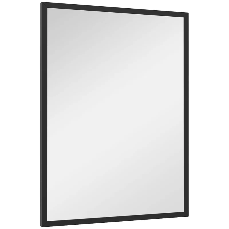 Miroir rectangulaire mural 80 x 60 cm illumine et agrandit l'espace design contemporain épuré fixation facile en MDF noir 21_0001357