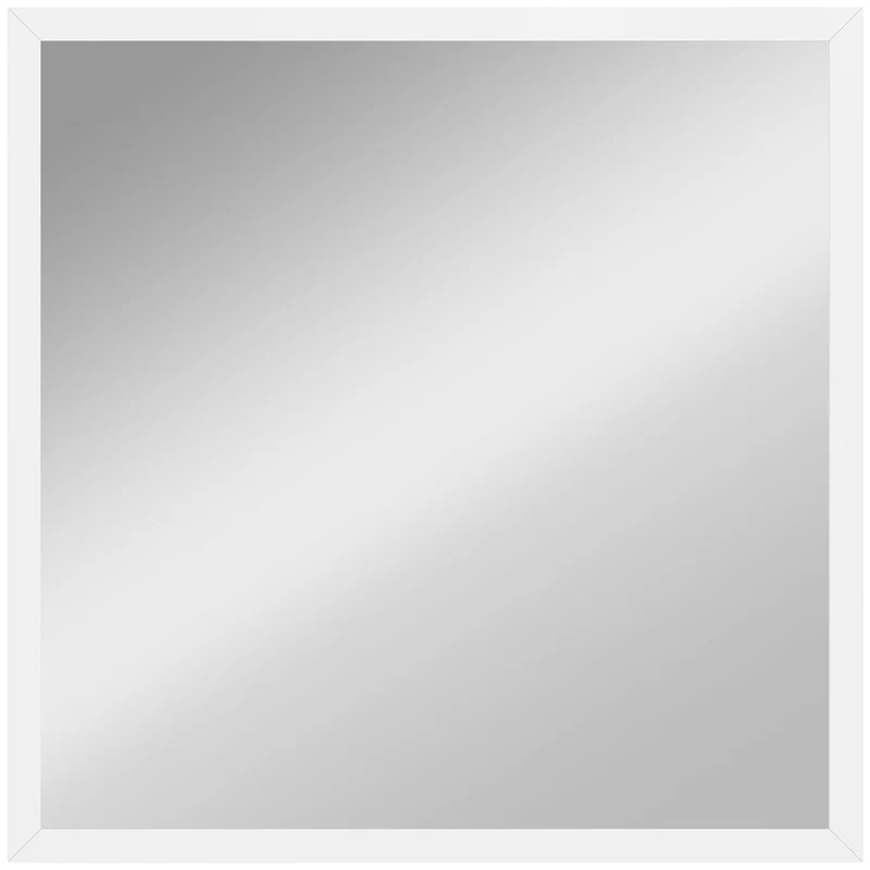 Miroir mural carré 50 x 50 x 2 cm pose horizontale et verticale illumine et agrandit moderne épuré salon en MDF blanc 21_0001352