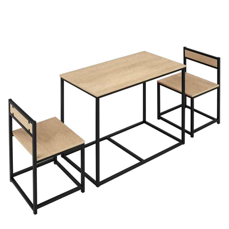 Ensemble table et chaises cuisine 90 x 47 x 76 cm gain de place pratique encastrables industriel tendance en métal noir 21_0002230