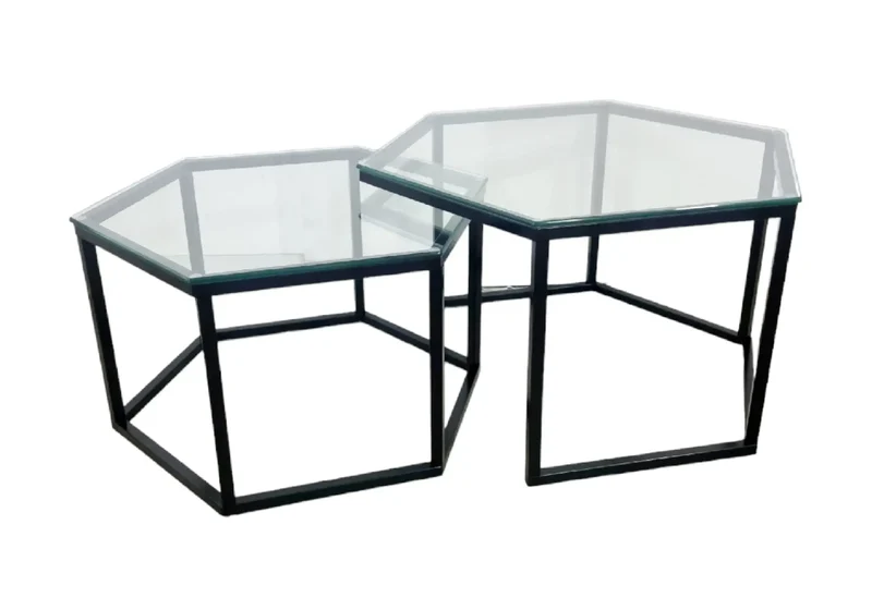 Tables basses gigognes noir en verre - Lyna
