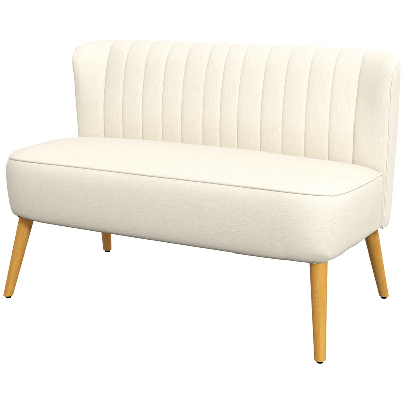 Canapé 2 places compact 117 x 57 x 77 cm assise rembourrée profonde gain de place moderne scandinave en polyester crème 21_0001737