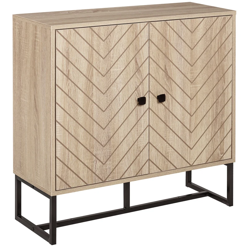Buffet de rangement salon 80 x 29.5 x 80 cm étagères réglables portes magnétiques compact moderne en MDF bois naturel 21_0001815